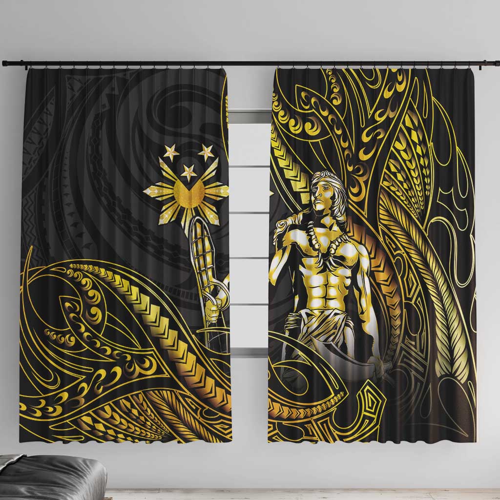Filipinos Lapu Lapu Hero Window Curtain Gold Polynesian Tribal Tattoo