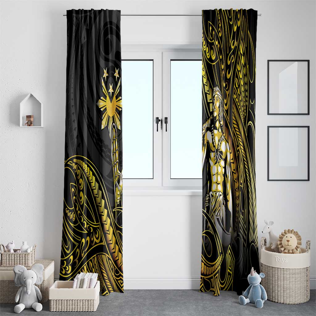 Filipinos Lapu Lapu Hero Window Curtain Gold Polynesian Tribal Tattoo