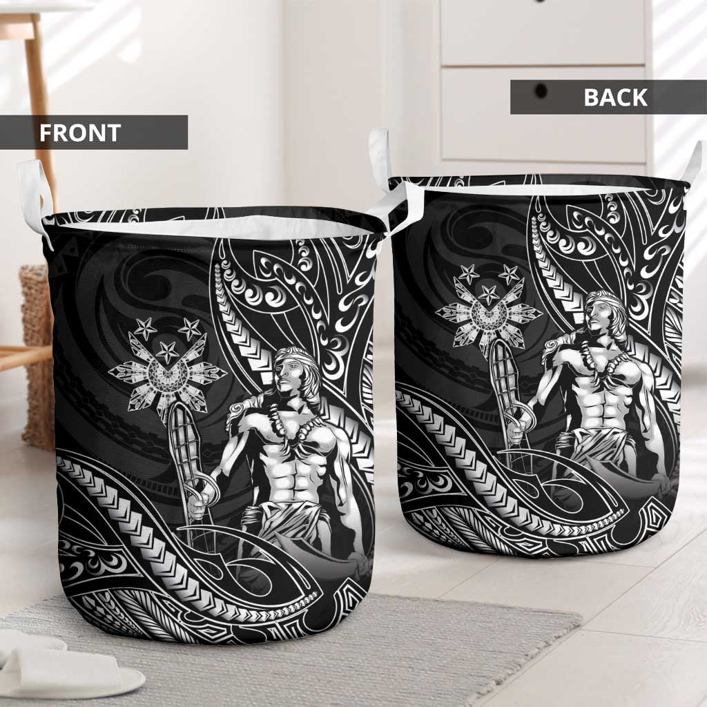 Filipinos Lapu Lapu Hero Laundry Basket Black Polynesian Tribal Tattoo