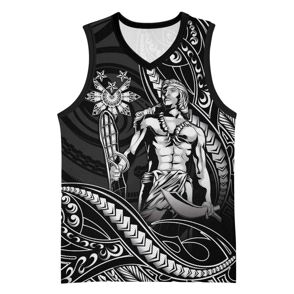 Filipinos Lapu Lapu Hero Basketball Jersey Black Polynesian Tribal Tattoo