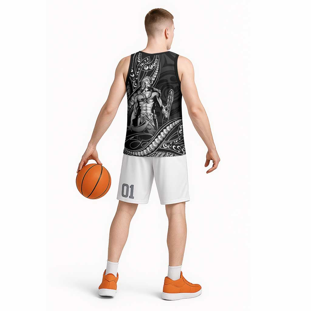 Filipinos Lapu Lapu Hero Basketball Jersey Black Polynesian Tribal Tattoo