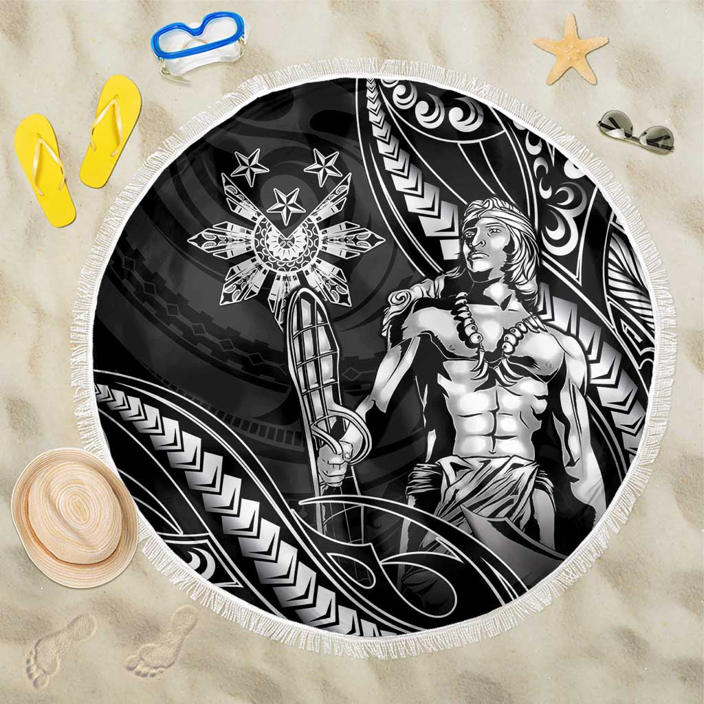 Filipinos Lapu Lapu Hero Beach Blanket Black Polynesian Tribal Tattoo
