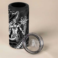 Filipinos Lapu Lapu Hero 4 in 1 Can Cooler Tumbler Black Polynesian Tribal Tattoo