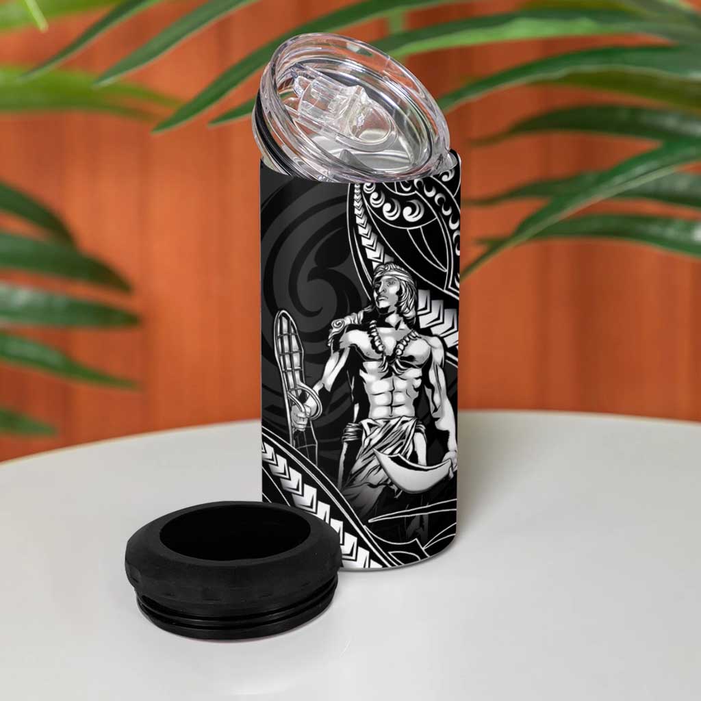Filipinos Lapu Lapu Hero 4 in 1 Can Cooler Tumbler Black Polynesian Tribal Tattoo