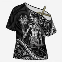 Filipinos Lapu Lapu Hero Cross Shoulder Shirt Black Polynesian Tribal Tattoo