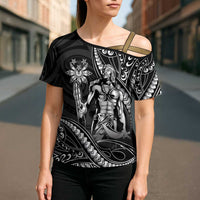 Filipinos Lapu Lapu Hero Cross Shoulder Shirt Black Polynesian Tribal Tattoo