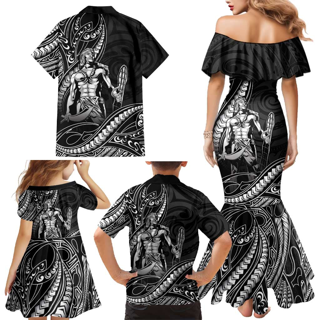 Filipinos Lapu Lapu Hero Family Matching Mermaid Dress and Hawaiian Shirt Black Polynesian Tribal Tattoo LT05 - Polynesian Pride