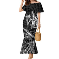 Filipinos Lapu Lapu Hero Family Matching Mermaid Dress and Hawaiian Shirt Black Polynesian Tribal Tattoo LT05 Mom's Dress Black - Polynesian Pride