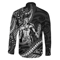 Filipinos Lapu Lapu Hero Family Matching Off Shoulder Maxi Dress and Hawaiian Shirt Black Polynesian Tribal Tattoo LT05 - Polynesian Pride