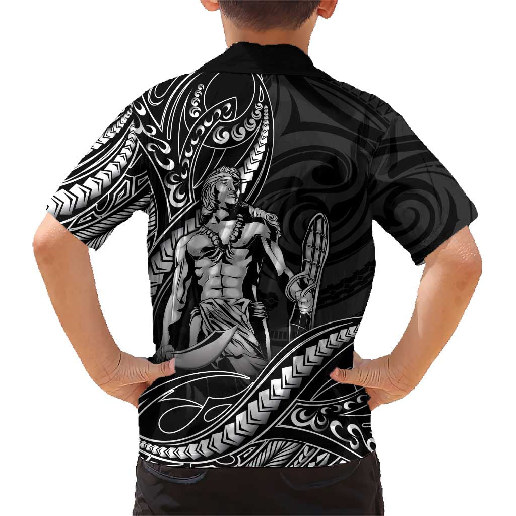 Filipinos Lapu Lapu Hero Family Matching Off Shoulder Short Dress and Hawaiian Shirt Black Polynesian Tribal Tattoo LT05 - Polynesian Pride