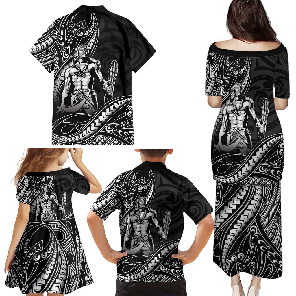Filipinos Lapu Lapu Hero Family Matching Puletasi and Hawaiian Shirt Black Polynesian Tribal Tattoo LT05 - Polynesian Pride