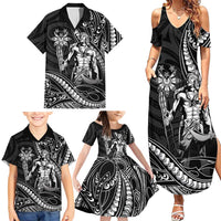 Filipinos Lapu Lapu Hero Family Matching Summer Maxi Dress and Hawaiian Shirt Black Polynesian Tribal Tattoo LT05 - Polynesian Pride