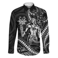 Filipinos Lapu Lapu Hero Family Matching Summer Maxi Dress and Hawaiian Shirt Black Polynesian Tribal Tattoo LT05 Dad's Shirt - Long Sleeve Black - Polynesian Pride