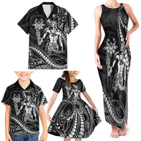 Filipinos Lapu Lapu Hero Family Matching Tank Maxi Dress and Hawaiian Shirt Black Polynesian Tribal Tattoo LT05 - Polynesian Pride