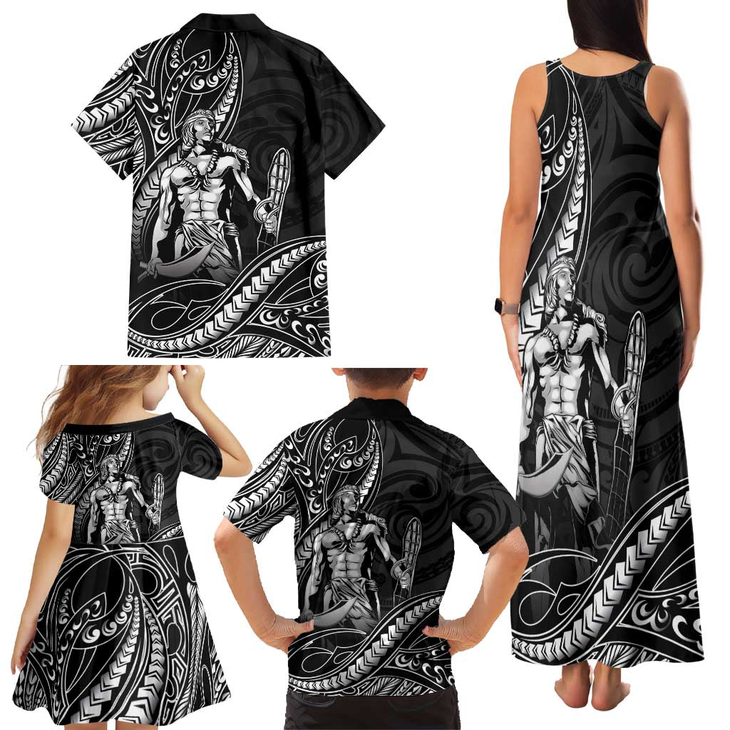 Filipinos Lapu Lapu Hero Family Matching Tank Maxi Dress and Hawaiian Shirt Black Polynesian Tribal Tattoo LT05 - Polynesian Pride