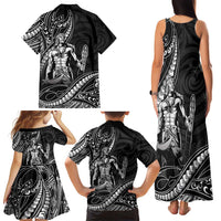 Filipinos Lapu Lapu Hero Family Matching Tank Maxi Dress and Hawaiian Shirt Black Polynesian Tribal Tattoo LT05 - Polynesian Pride