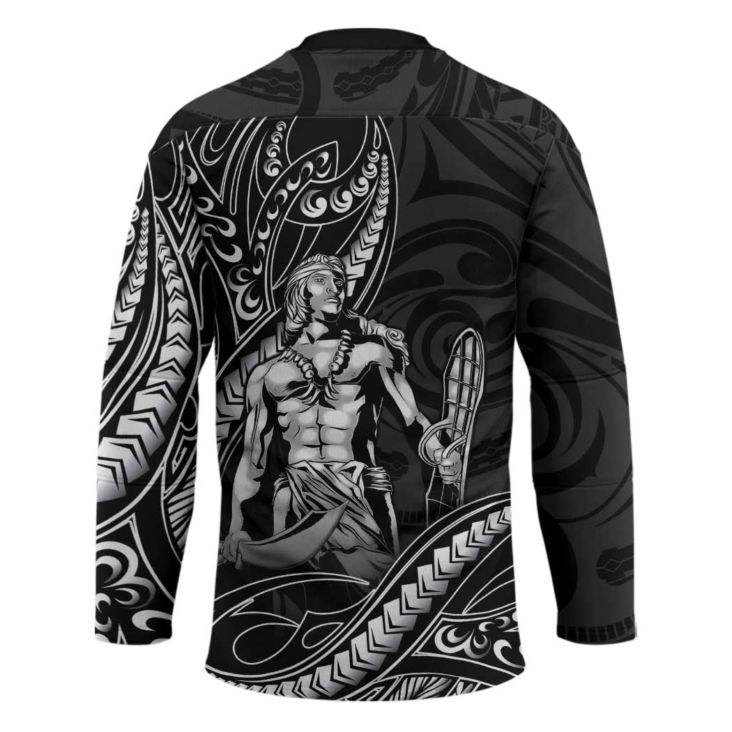 Filipinos Lapu Lapu Hero Hockey Jersey Black Polynesian Tribal Tattoo