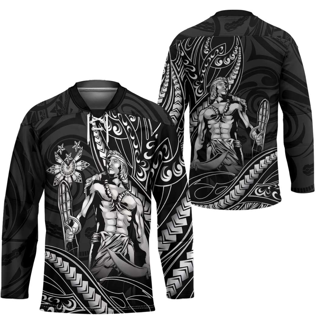 Filipinos Lapu Lapu Hero Hockey Jersey Black Polynesian Tribal Tattoo