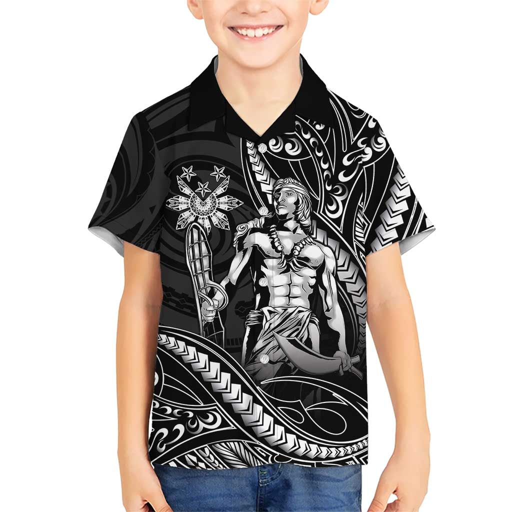 Filipinos Lapu Lapu Hero Kid Hawaiian Shirt Black Polynesian Tribal Tattoo