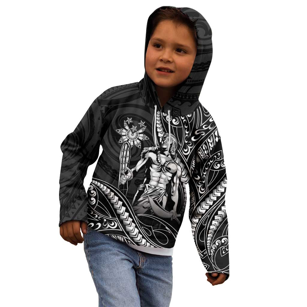 Filipinos Lapu Lapu Hero Kid Hoodie Black Polynesian Tribal Tattoo