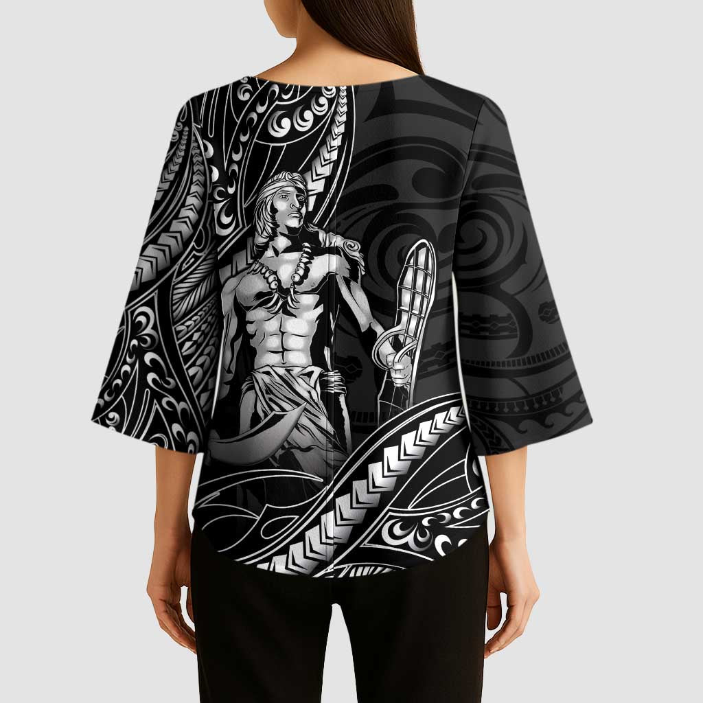 Filipinos Lapu Lapu Hero Kimono Sleeve Blouse Black Polynesian Tribal Tattoo