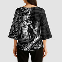Filipinos Lapu Lapu Hero Kimono Sleeve Blouse Black Polynesian Tribal Tattoo