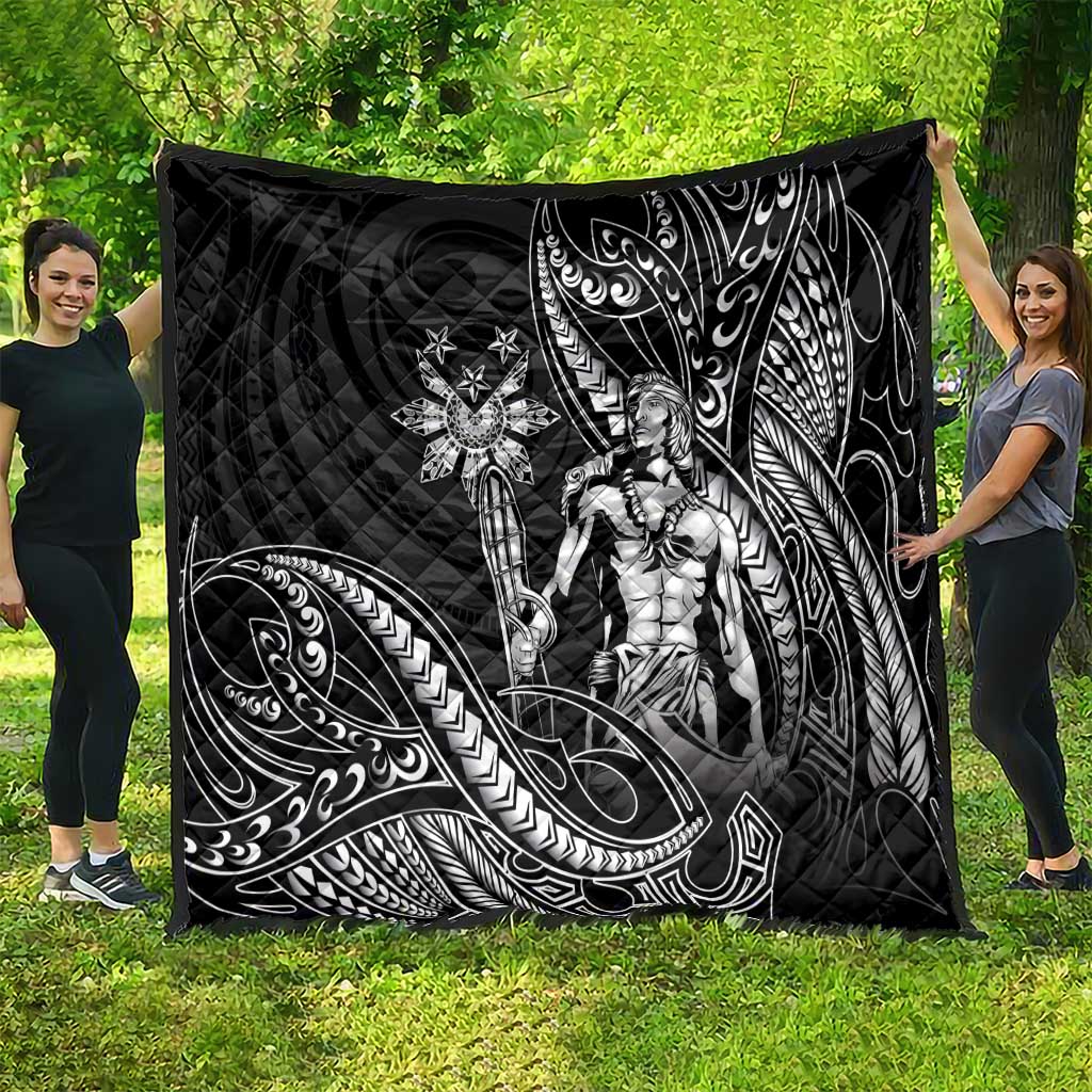 Filipinos Lapu Lapu Hero Quilt Black Polynesian Tribal Tattoo