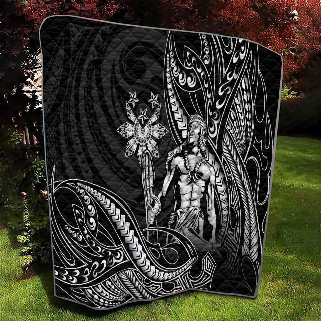 Filipinos Lapu Lapu Hero Quilt Black Polynesian Tribal Tattoo