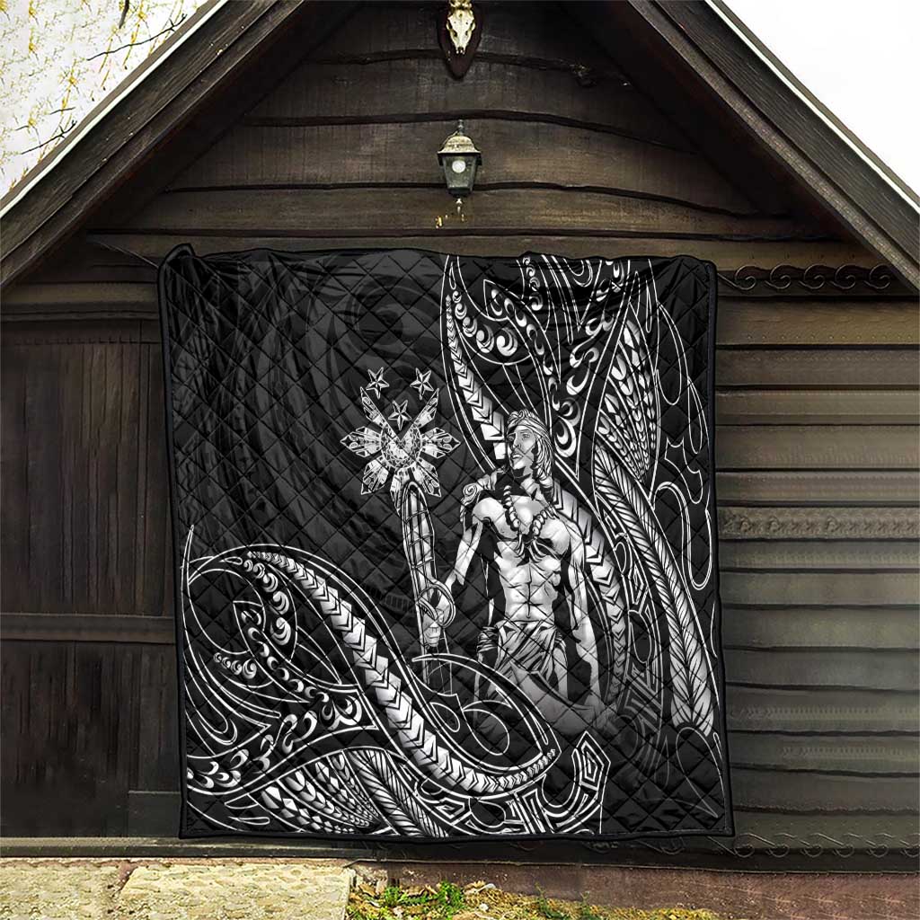 Filipinos Lapu Lapu Hero Quilt Black Polynesian Tribal Tattoo