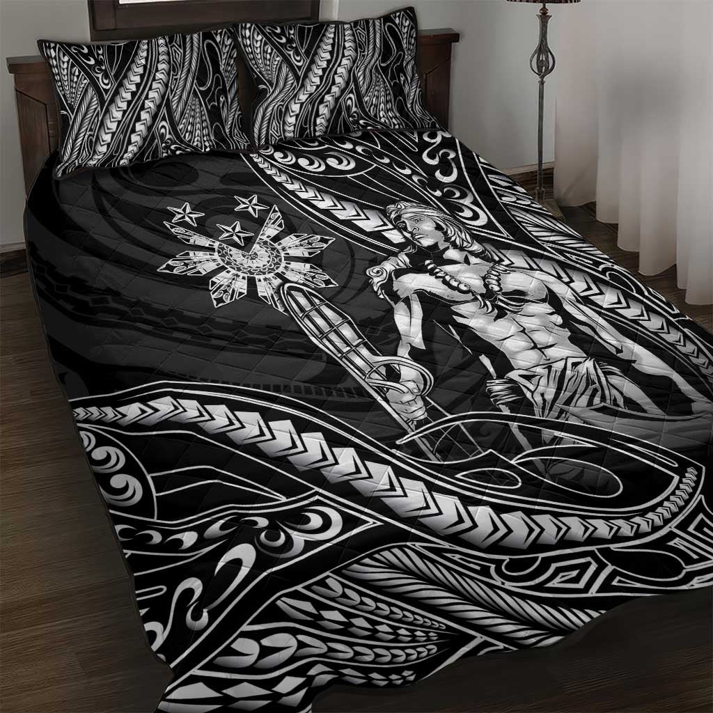 Filipinos Lapu Lapu Hero Quilt Bed Set Black Polynesian Tribal Tattoo