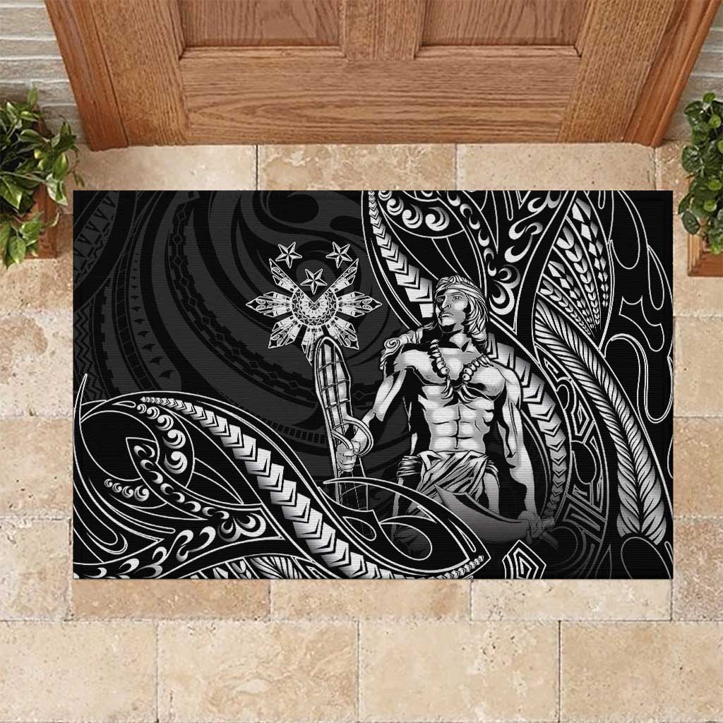 Filipinos Lapu Lapu Hero Rubber Doormat Black Polynesian Tribal Tattoo