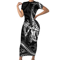 Filipinos Lapu Lapu Hero Short Sleeve Bodycon Dress Black Polynesian Tribal Tattoo