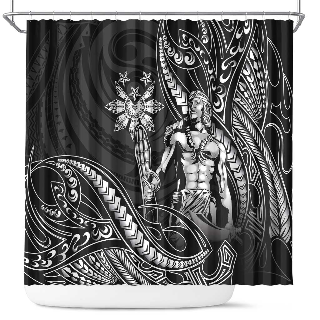Filipinos Lapu Lapu Hero Shower Curtain Black Polynesian Tribal Tattoo