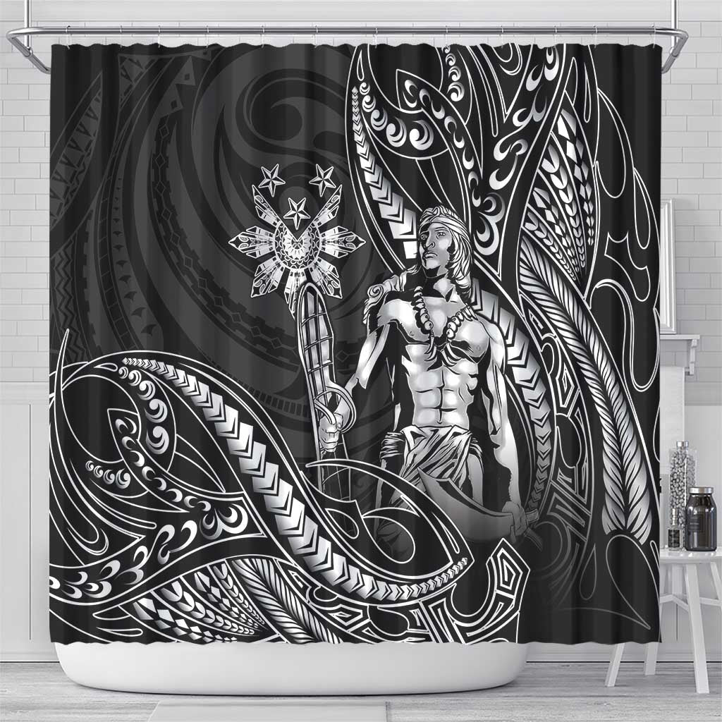 Filipinos Lapu Lapu Hero Shower Curtain Black Polynesian Tribal Tattoo