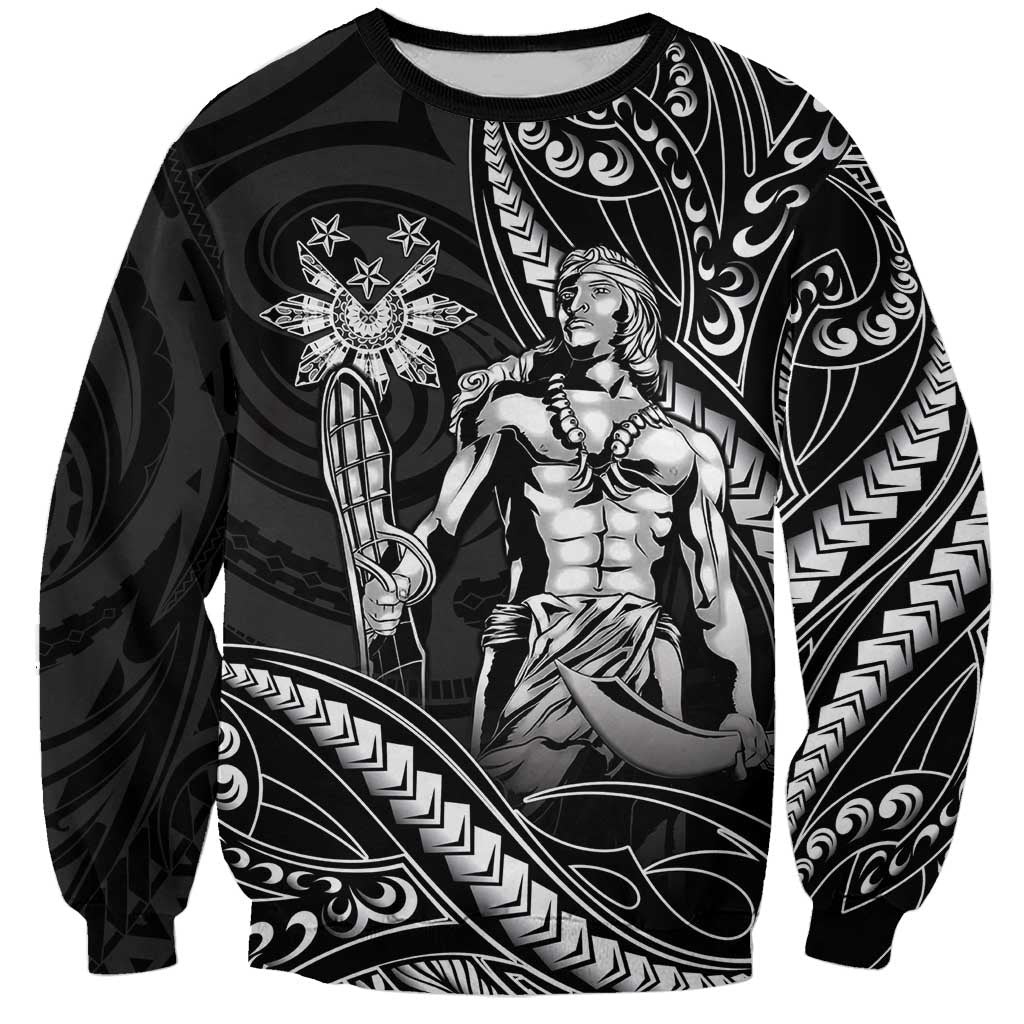 Filipinos Lapu Lapu Hero Sweatshirt Black Polynesian Tribal Tattoo