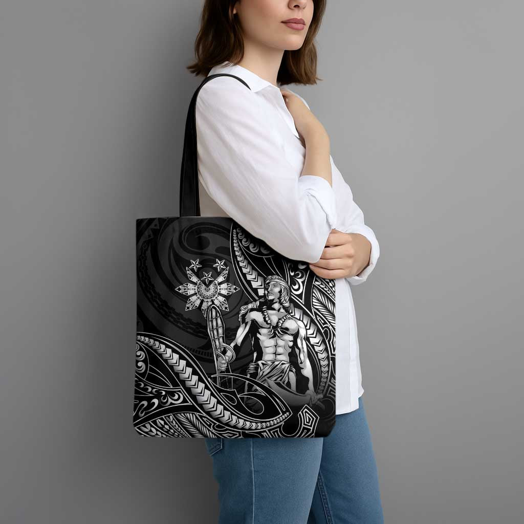 Filipinos Lapu Lapu Hero Tote Bag Black Polynesian Tribal Tattoo