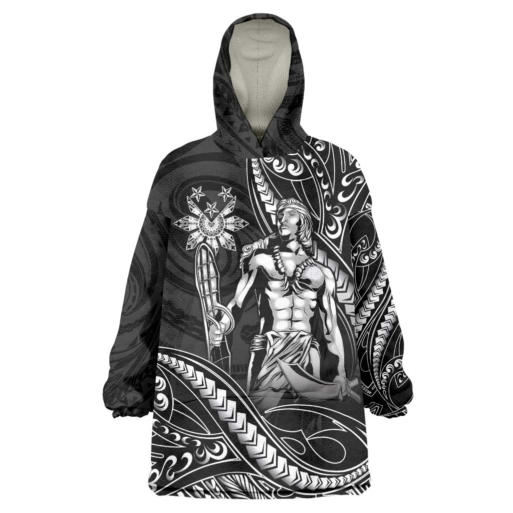Filipinos Lapu Lapu Hero Wearable Blanket Hoodie Black Polynesian Tribal Tattoo