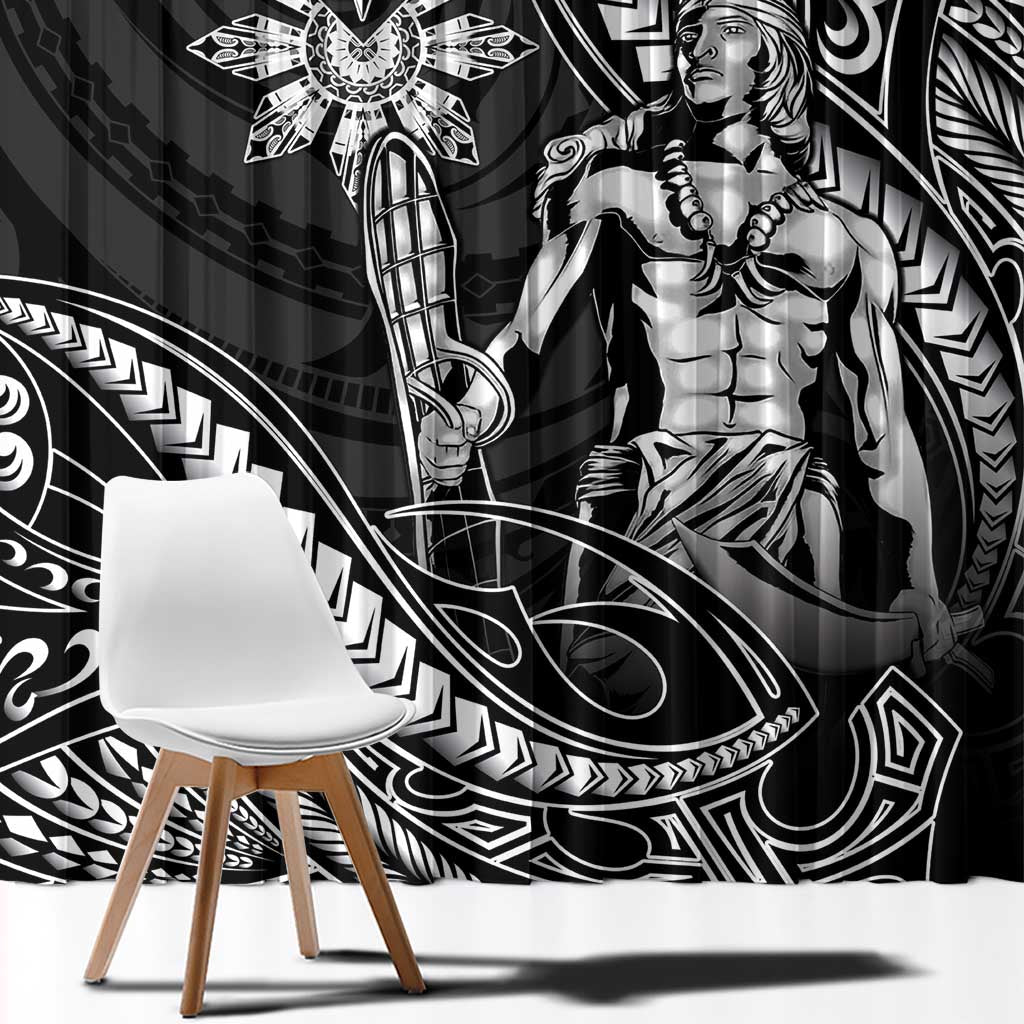 Filipinos Lapu Lapu Hero Window Curtain Black Polynesian Tribal Tattoo