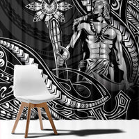 Filipinos Lapu Lapu Hero Window Curtain Black Polynesian Tribal Tattoo
