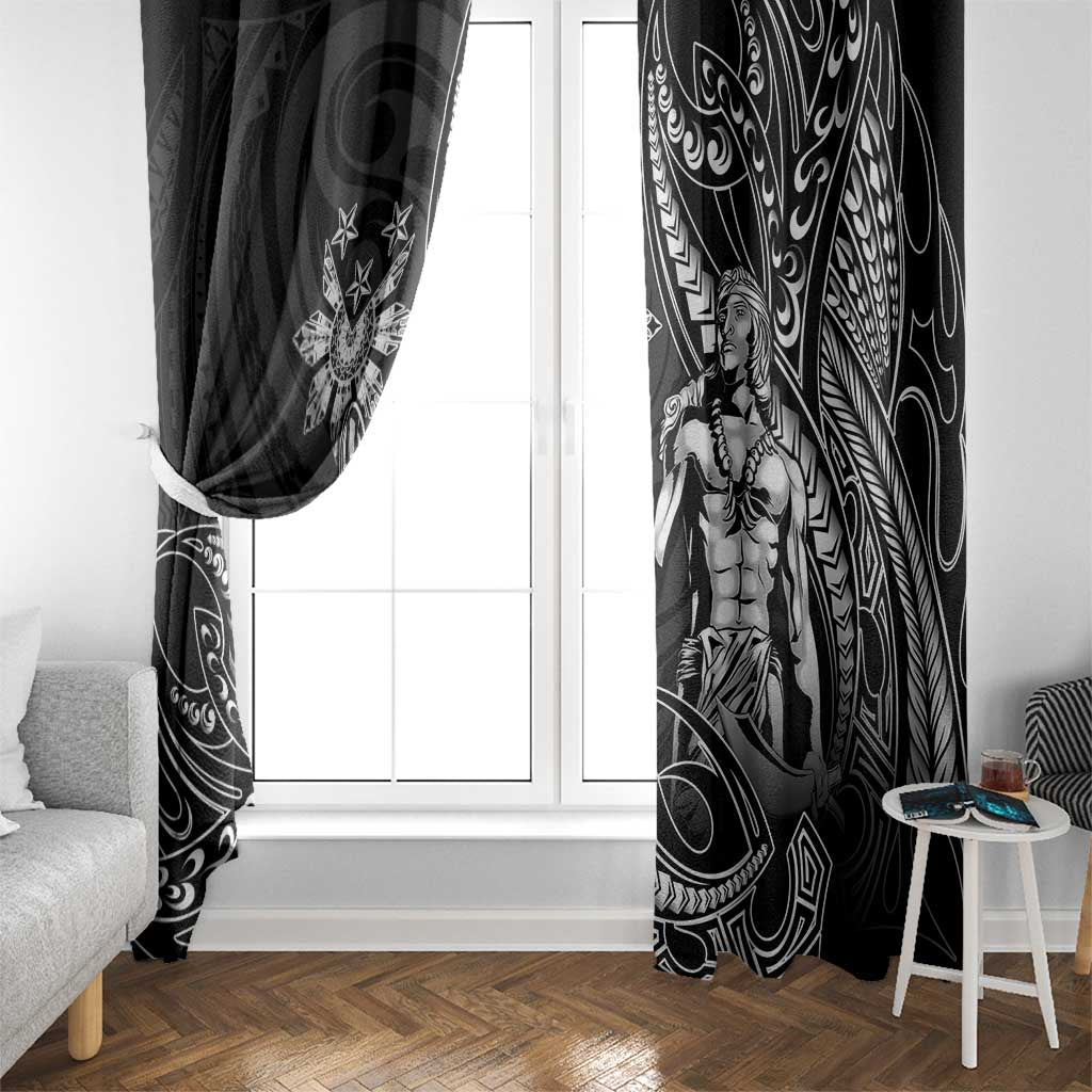Filipinos Lapu Lapu Hero Window Curtain Black Polynesian Tribal Tattoo