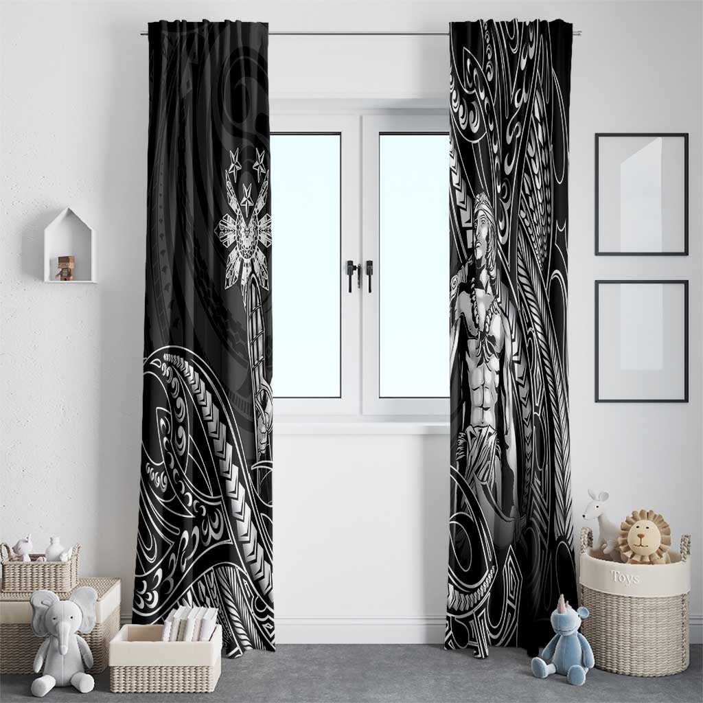 Filipinos Lapu Lapu Hero Window Curtain Black Polynesian Tribal Tattoo