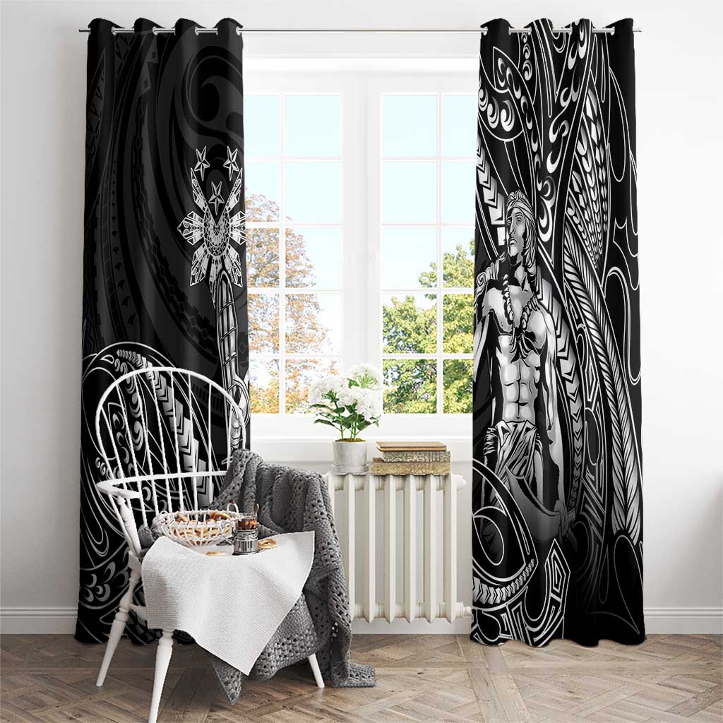 Filipinos Lapu Lapu Hero Window Curtain Black Polynesian Tribal Tattoo