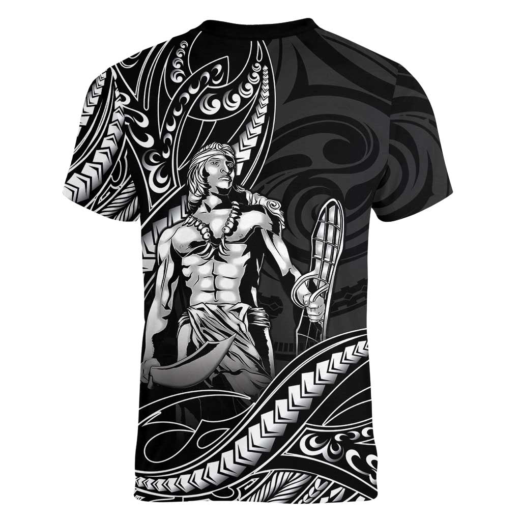 Filipinos Lapu Lapu Hero Women V-Neck T-Shirt Black Polynesian Tribal Tattoo