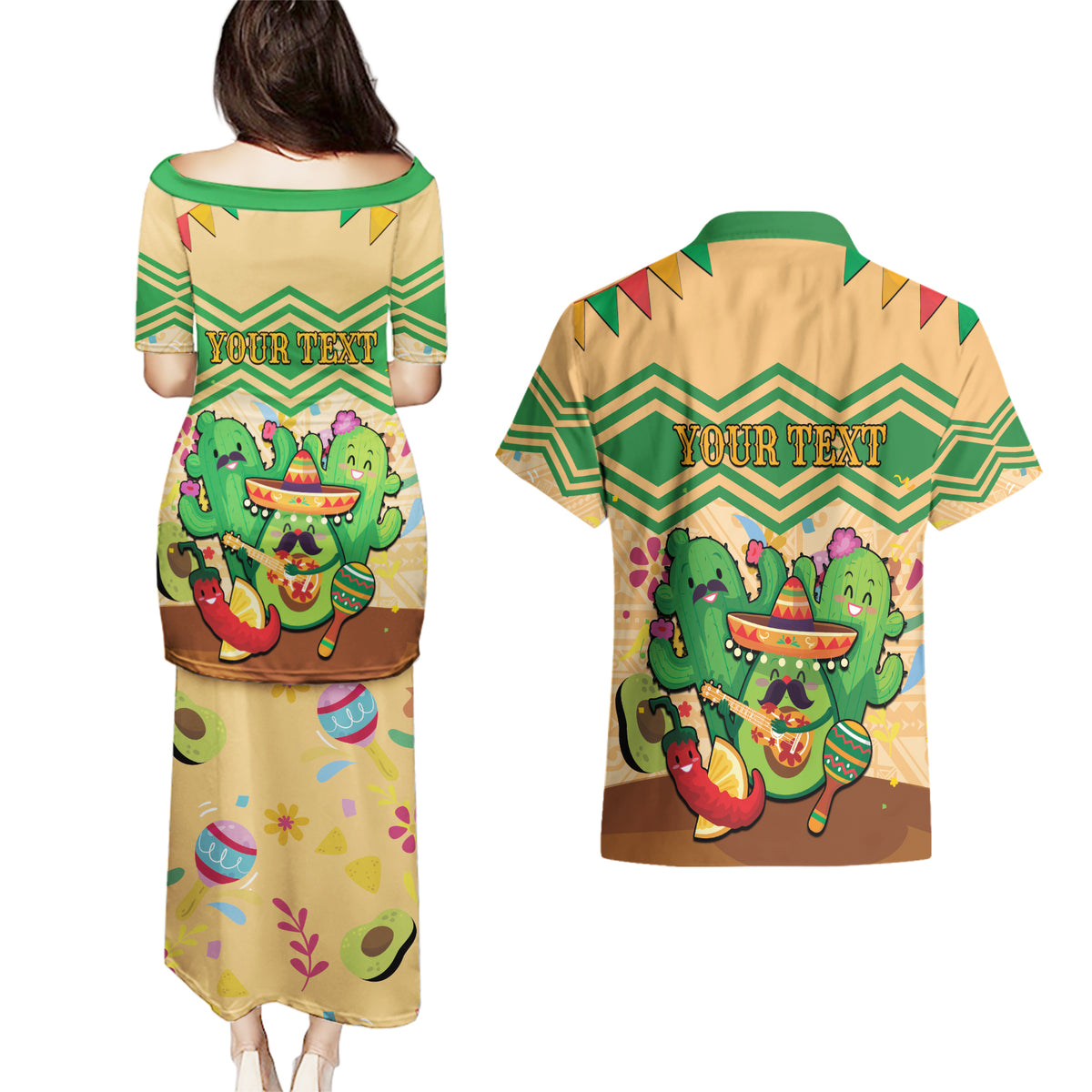 Personalised Hawaii Cinco De Mayo Couples Matching Puletasi and Hawaiian Shirt Funny Style