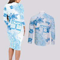Happy Fiji Girmit Day Couples Matching Long Sleeve Bodycon Dress and Long Sleeve Button Shirt Fijian Tapa With Mandala Pattern LT05 - Polynesian Pride