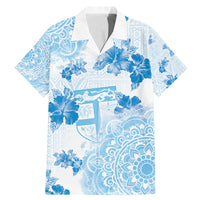Happy Fiji Girmit Day Family Matching Mermaid Dress and Hawaiian Shirt Fijian Tapa With Mandala Pattern LT05 Dad's Shirt - Short Sleeve Blue - Polynesian Pride