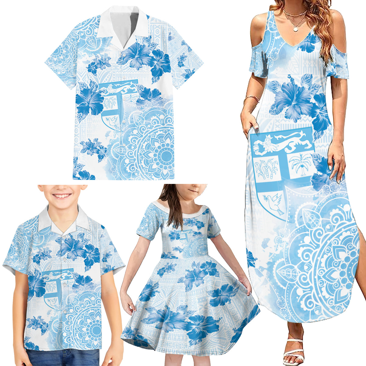 Happy Fiji Girmit Day Family Matching Summer Maxi Dress and Hawaiian Shirt Fijian Tapa With Mandala Pattern LT05 - Polynesian Pride