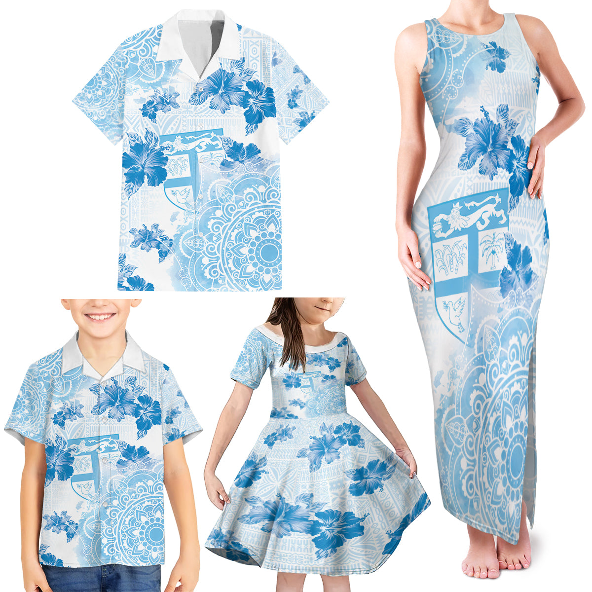 Happy Fiji Girmit Day Family Matching Tank Maxi Dress and Hawaiian Shirt Fijian Tapa With Mandala Pattern LT05 - Polynesian Pride