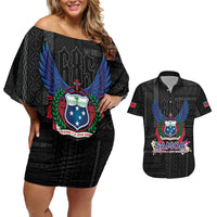 Samoa 64th Independence Anniversary Couples Matching Off Shoulder Short Dress and Hawaiian Shirt