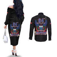 Samoa 64th Independence Anniversary Couples Matching Off The Shoulder Long Sleeve Dress and Long Sleeve Button Shirt